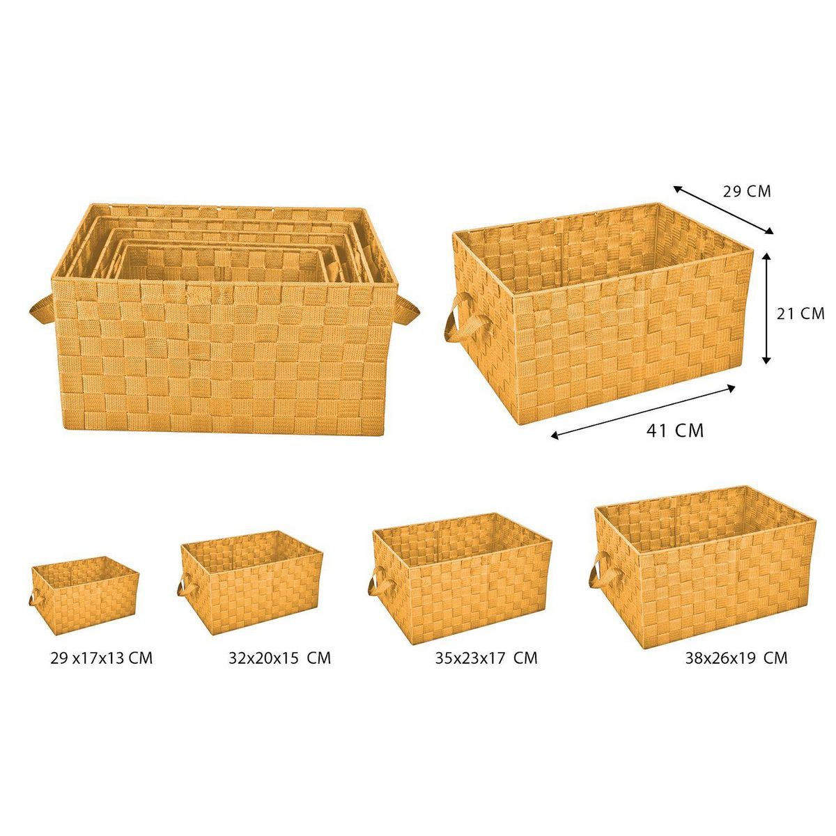 TOILINUX Lot de 5 Paniers avec 2 sangles en Polypropylène et Métal