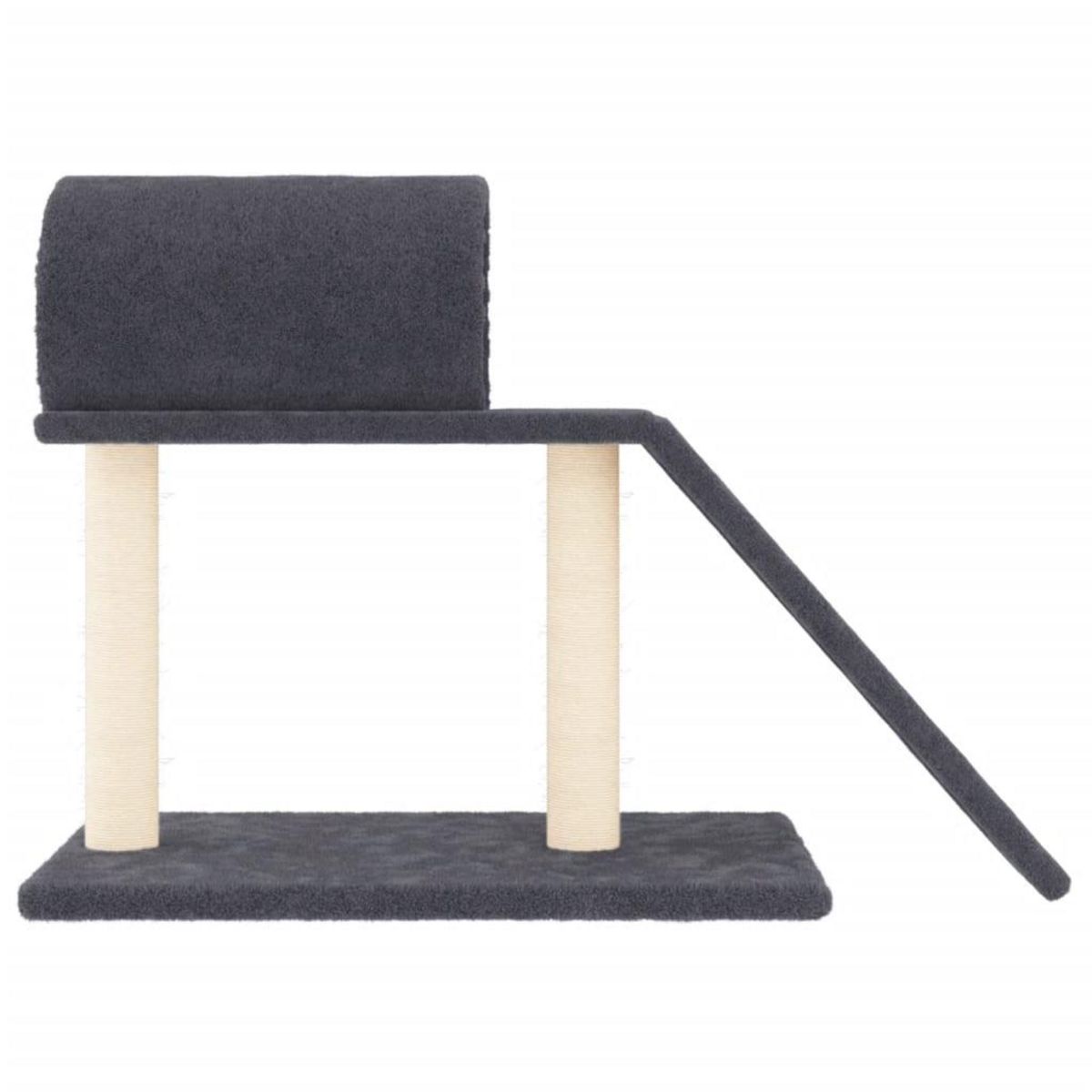 VIDAXL Arbres a chat avec tunnel et echelle gris fonce 55,5 cm