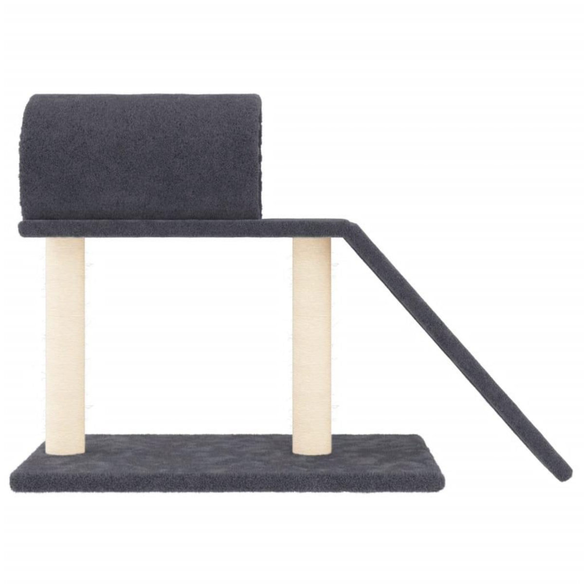 VIDAXL Arbres a chat avec tunnel et echelle gris fonce 55,5 cm