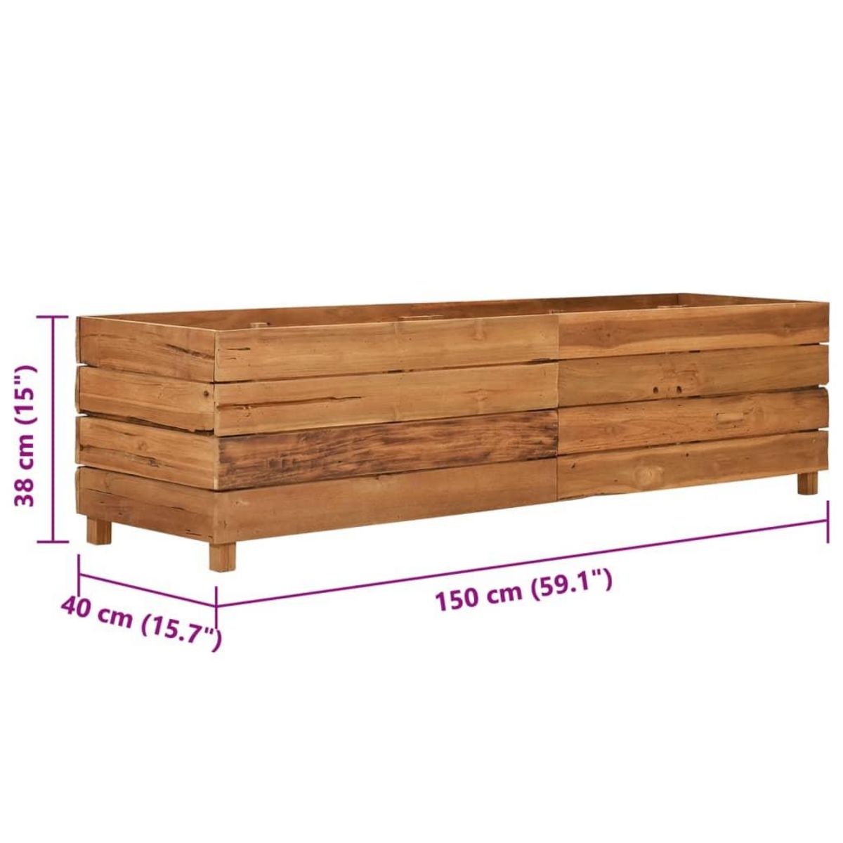 VIDAXL Lit sureleve 150x40x38 cm bois de teck recycle et acier