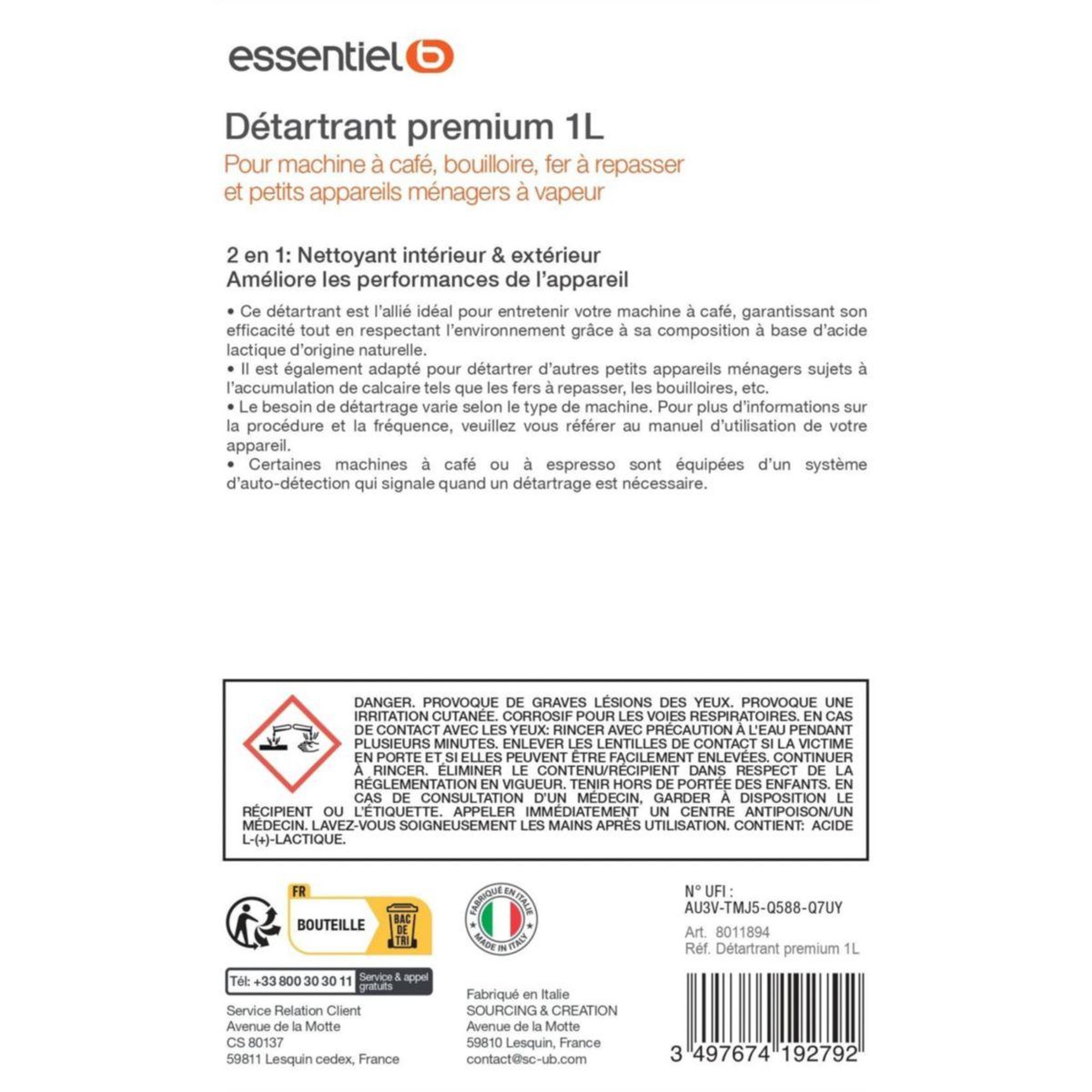 Voir la diapositive 5 : ESSENTIEL B Détartrant premium 1l multi-appareils, efficace contre le calcaire