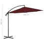 Voir la diapositive 6 : VIDAXL Parasol de jardin en porte-a-faux mat en acier rouge bordeaux