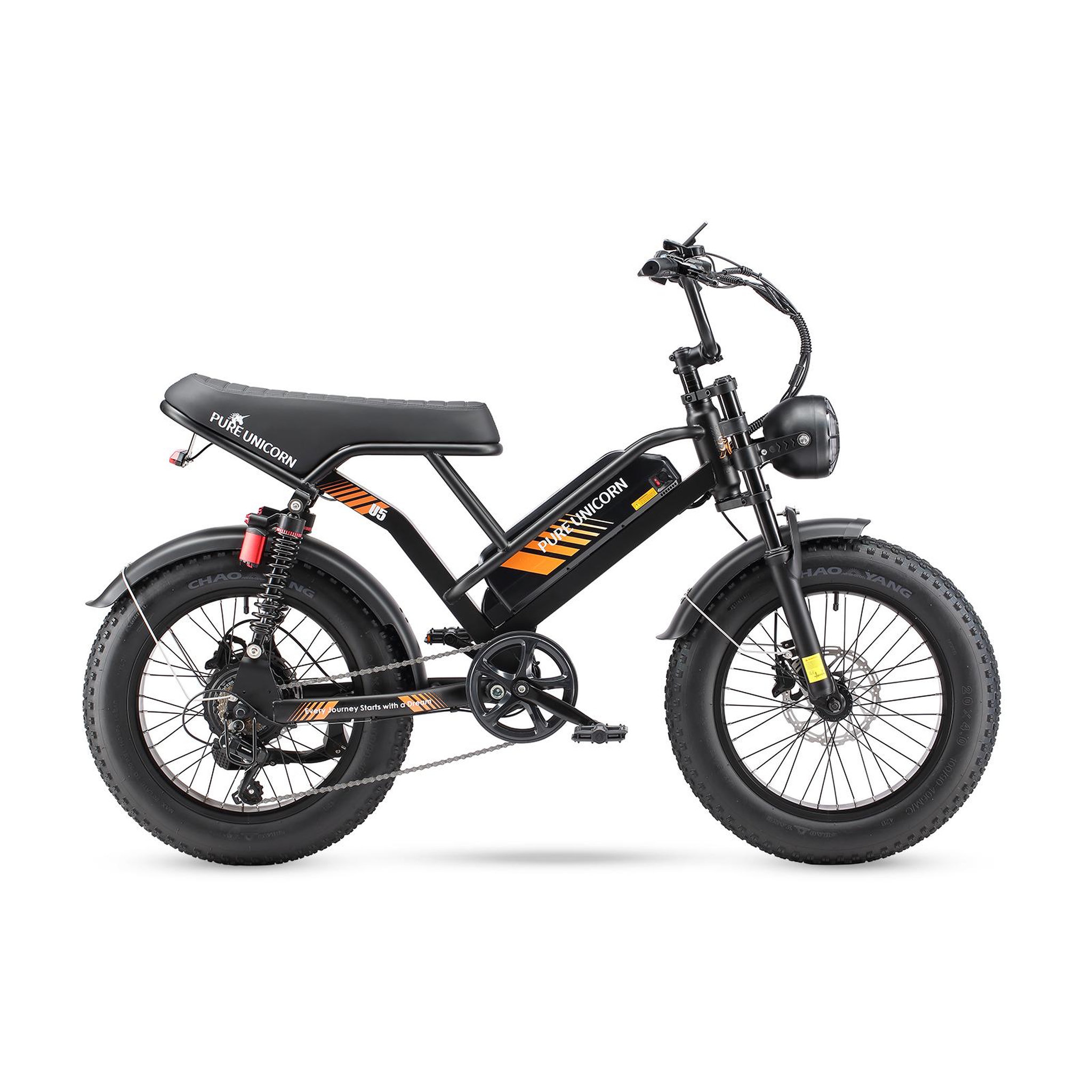 PURE UNICORN Vélo électrique PURE UNICORN U5 20 , 1 000 W, 19,2 Ah, style moto, noir