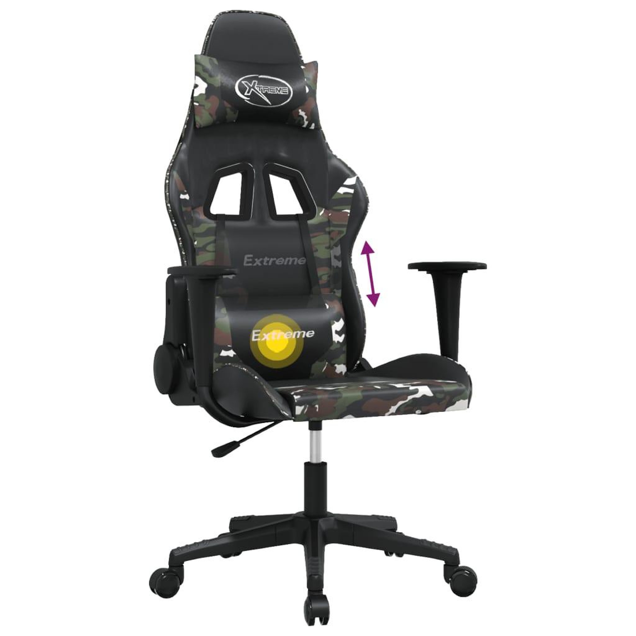 Voir la diapositive 5 : VIDAXL Chaise de jeu de massage Noir et camouflage Similicuir