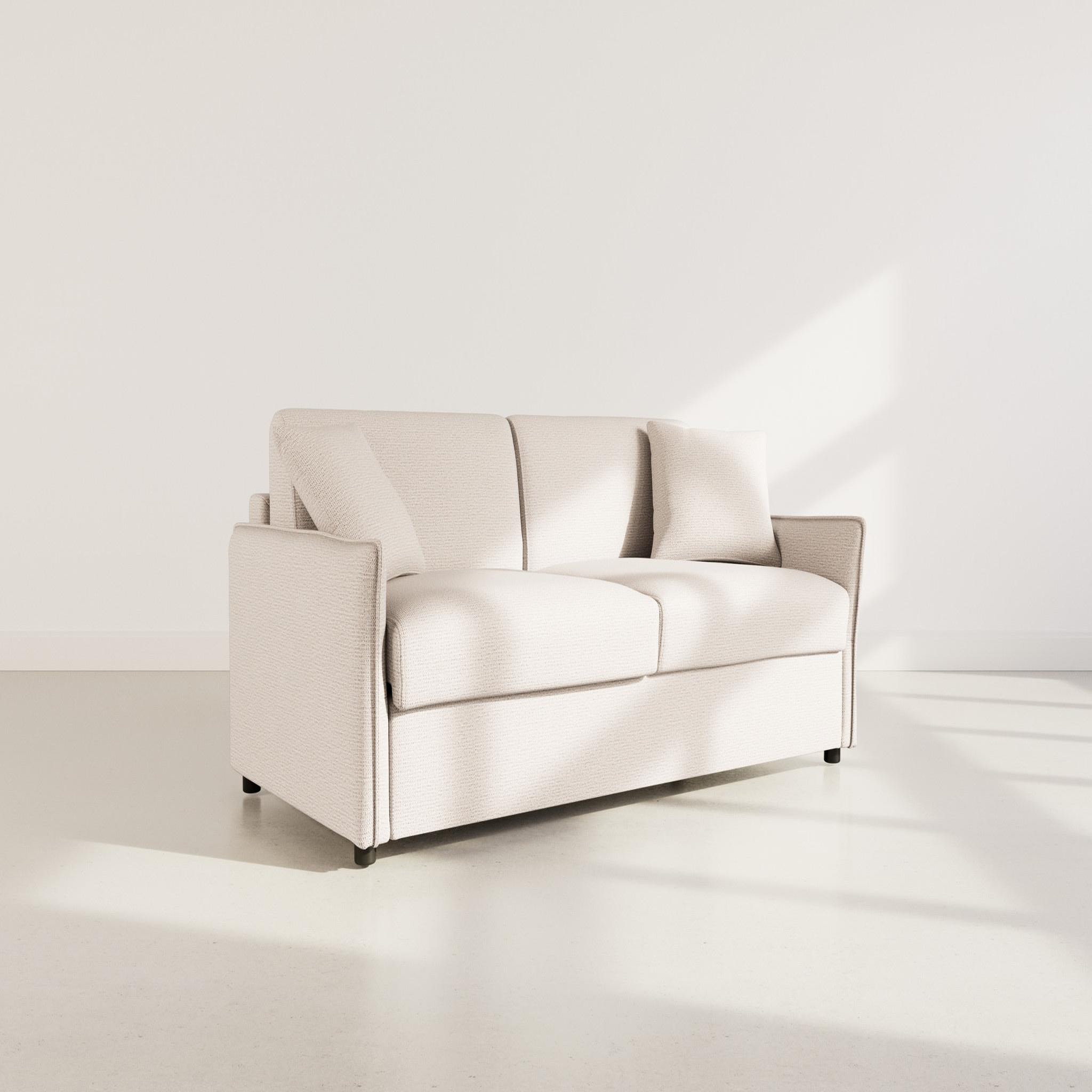 Voir la diapositive 3 : BEST MOBILIER Adele - canapé lit 2 places convertible express couchage quotidien 140x190 cm matelas 14 cm en tissu texturé