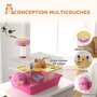 Voir la diapositive 5 : PAWHUT Cage à hamster rat rongeur - plateforme, biberon eau, roue, maisonnette, tubes - acier blanc PP rose
