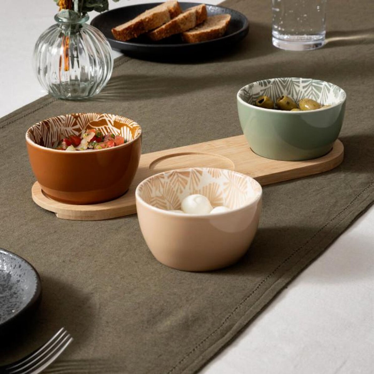 SECRET DE GOURMET Set Apéritif 4 Pièces en Grès  Rivi  30cm Multicolore