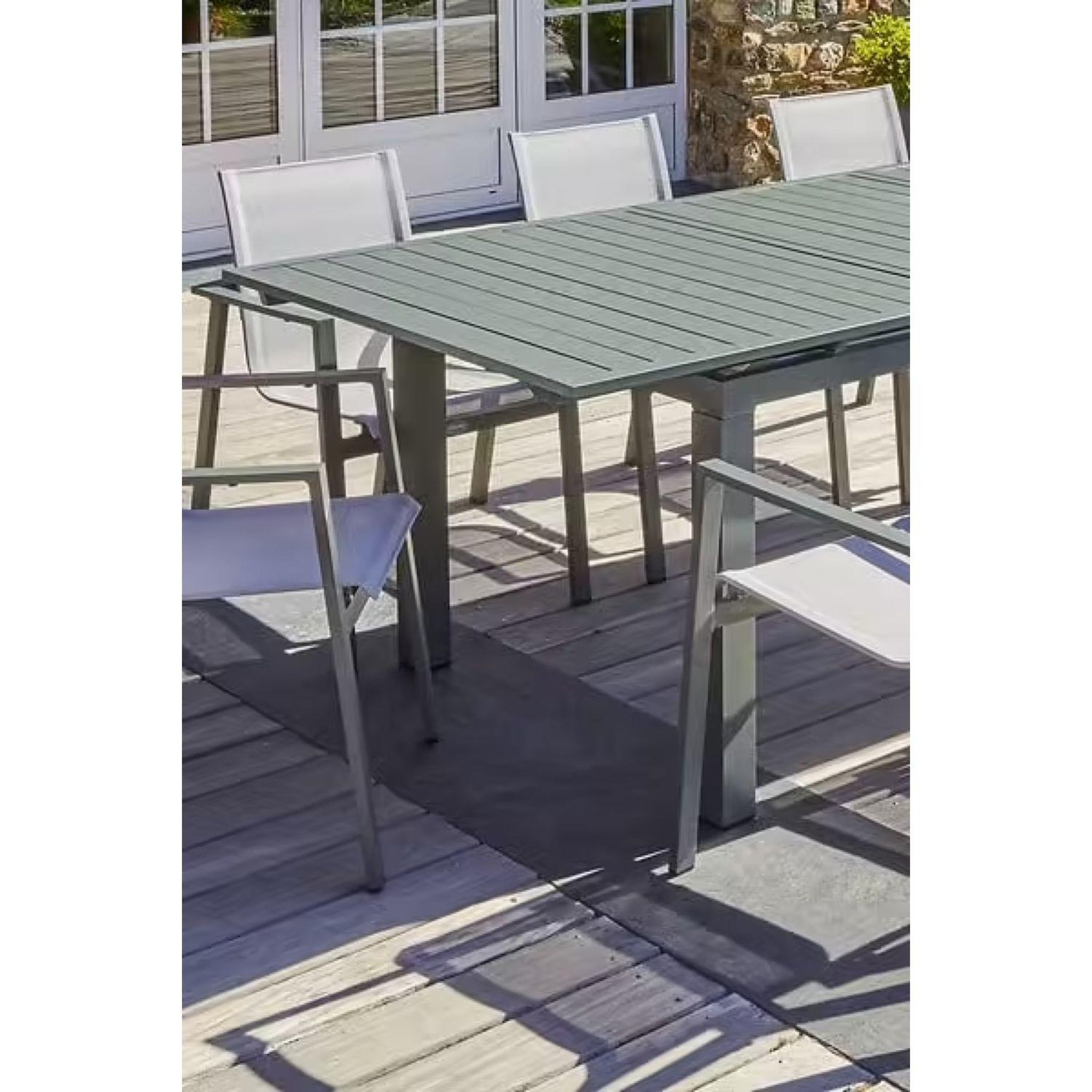 Voir la diapositive 3 : DCB GARDEN Table de jardin rectangulaire - 10/12 places - Aluminium - Kaki - MIAMI
