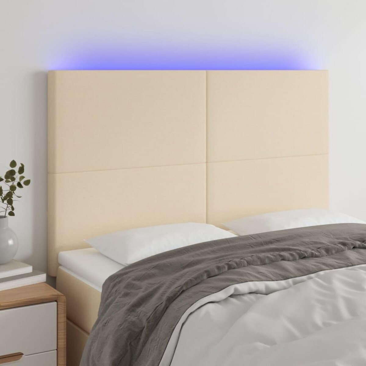 VIDAXL Tete de lit a LED Creme 144x5x118/128 cm Tissu