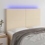 Voir la diapositive 1 : VIDAXL Tete de lit a LED Creme 144x5x118/128 cm Tissu