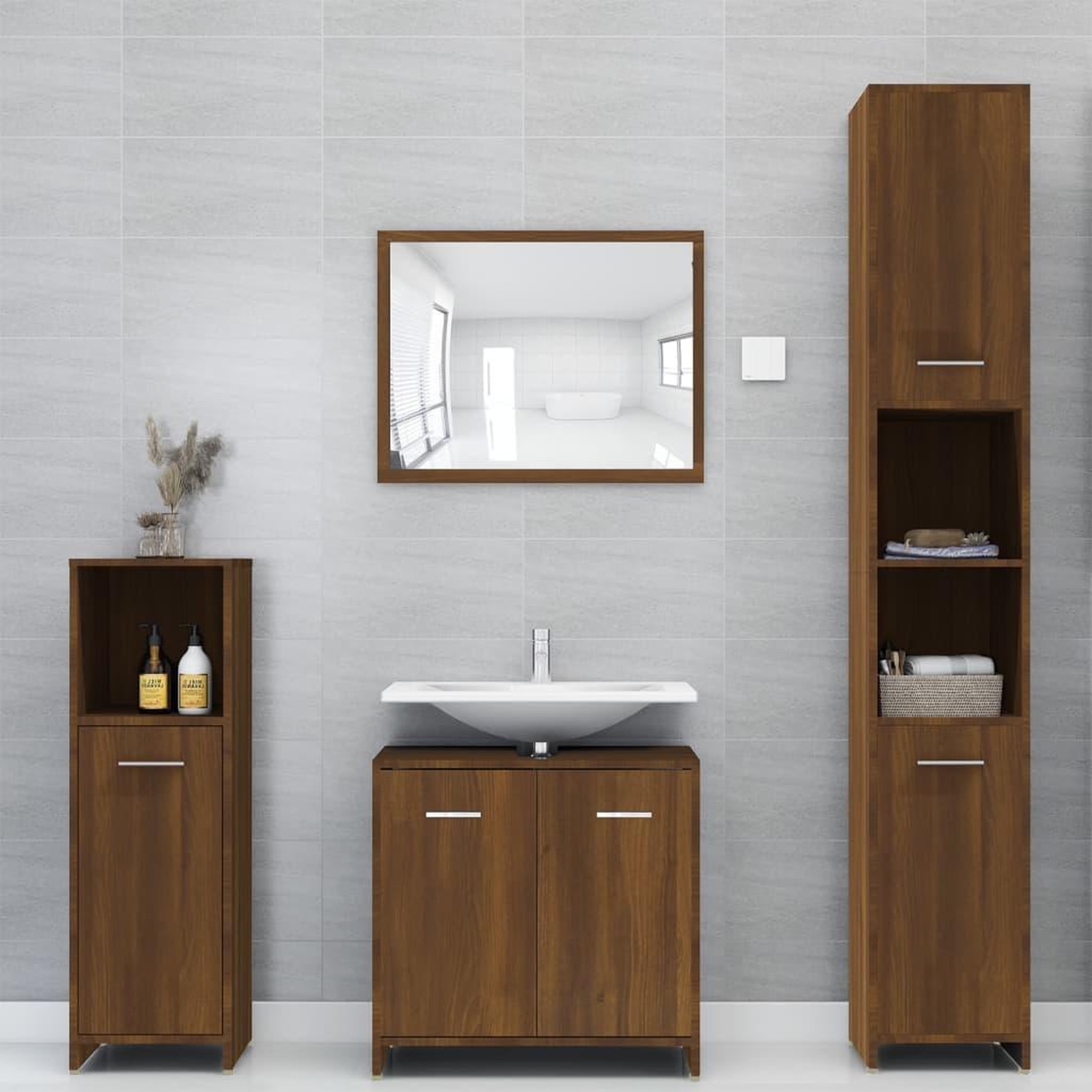 Voir la diapositive 3 : VIDAXL Armoire de bain Chene marron 30x30x95 cm Bois d'ingenierie