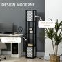 Voir la diapositive 4 : HOMCOM Lampadaire étagère lampe étagère dim. 26L x 26l x 156H cm 2 étagères MDF motif nid d'abeille noir