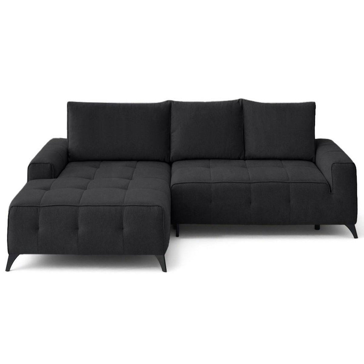 BEST MOBILIER Rimini - canapé d'angle gauche 4 places convertible avec coffre en tissu texturé