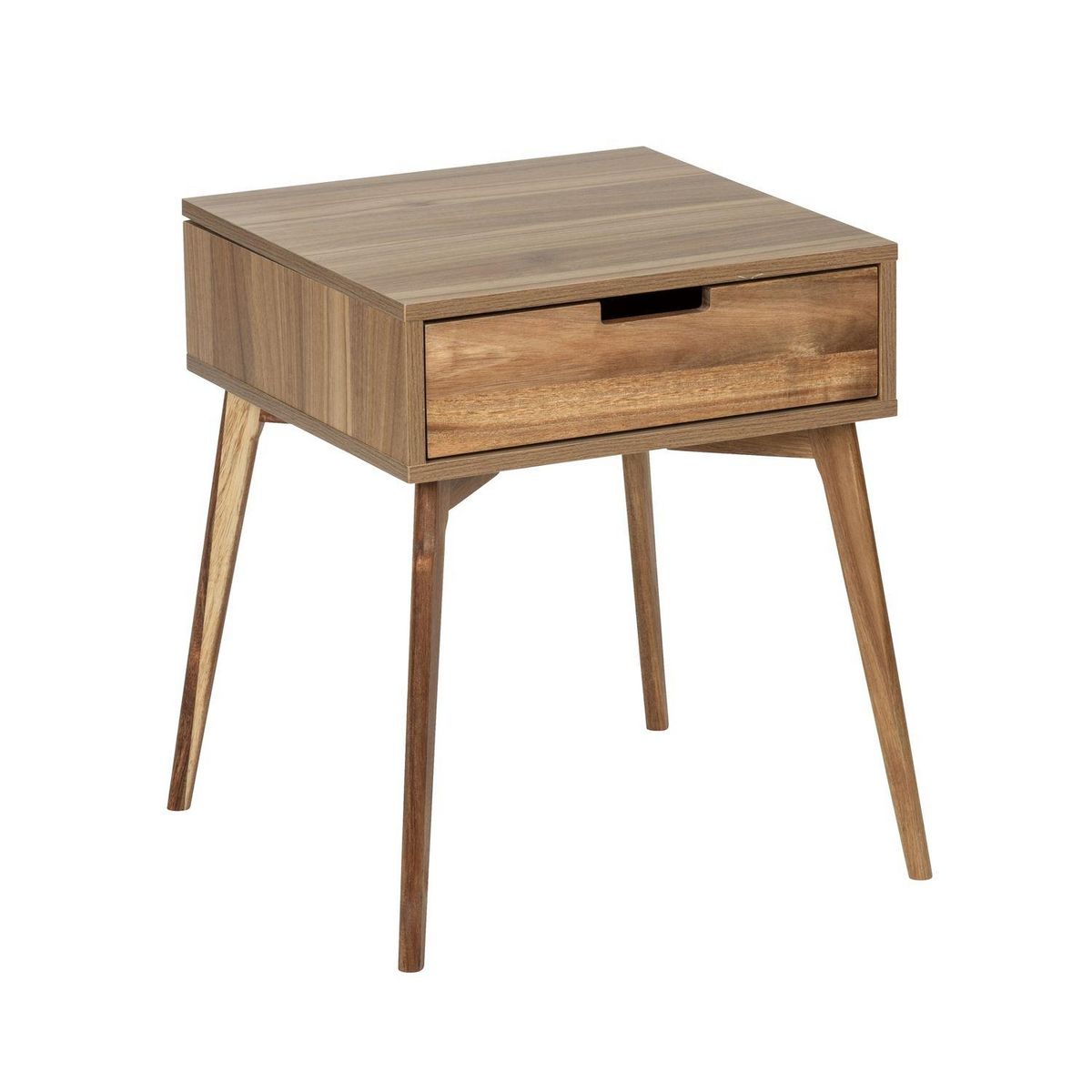 TOILINUX Lot de 2 Tables de chevet Acina, en bois d'Acacias avec 1 tiroir