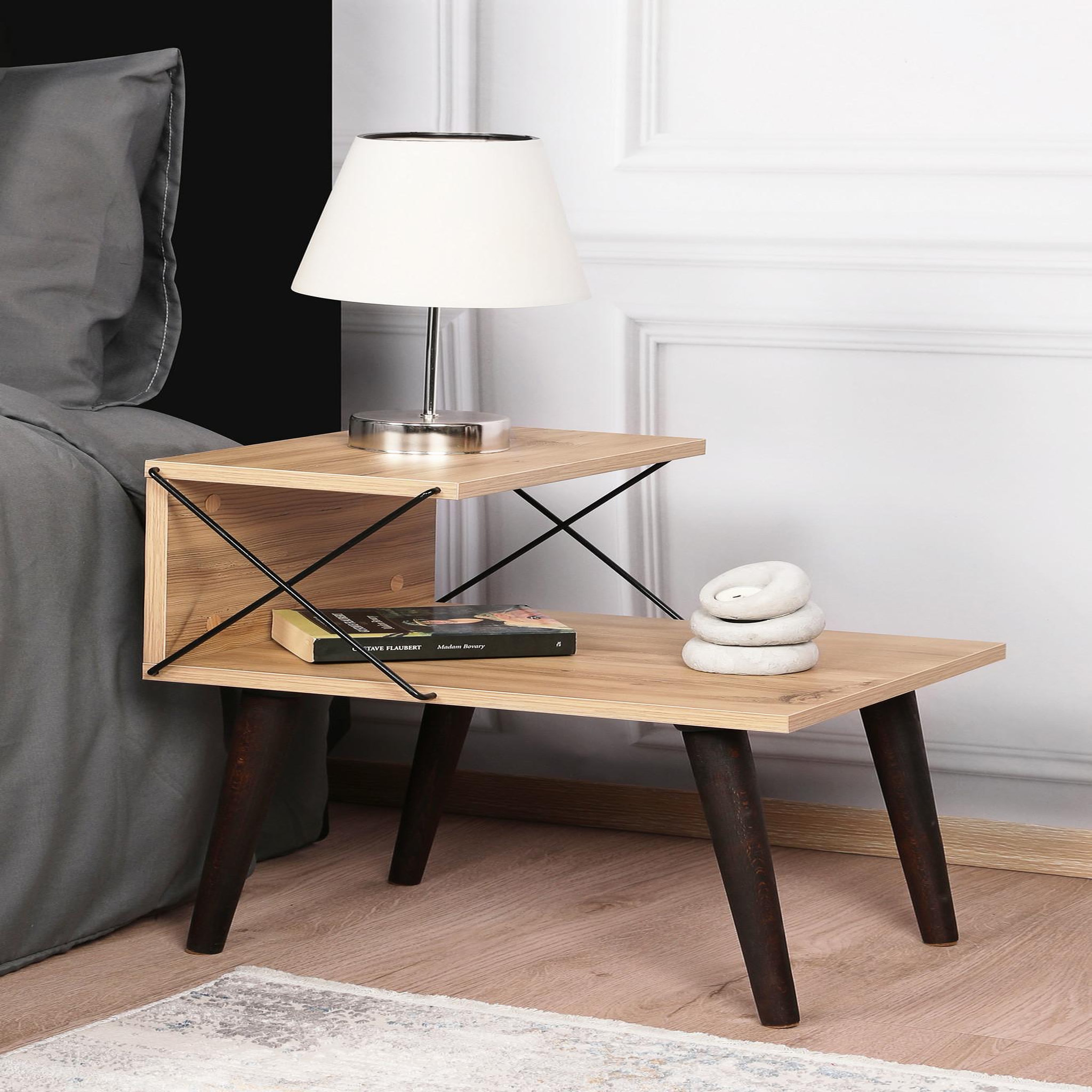 Voir la diapositive 2 : Habitat et Jardin Table de chevet en bois  cross  50 x 40 x 55 cm - pin