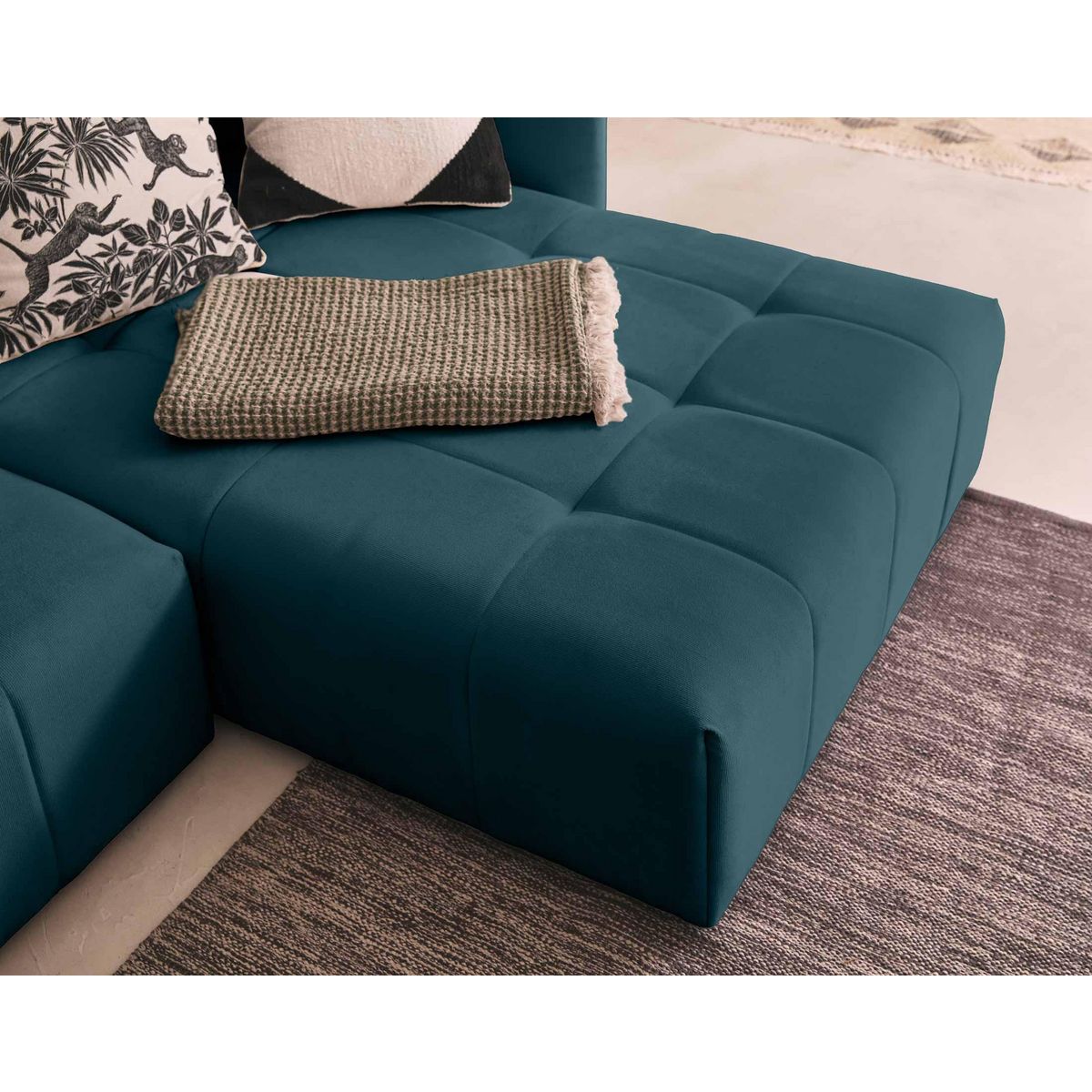 BEST MOBILIER Petra - canapé d'angle réversible - convertible avec coffre - 4 places - en velours