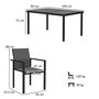 Voir la diapositive 3 : OUTSUNNY Ensemble table de jardin rectangulaire et 4 chaises empilables métal textliène verre trempé noir