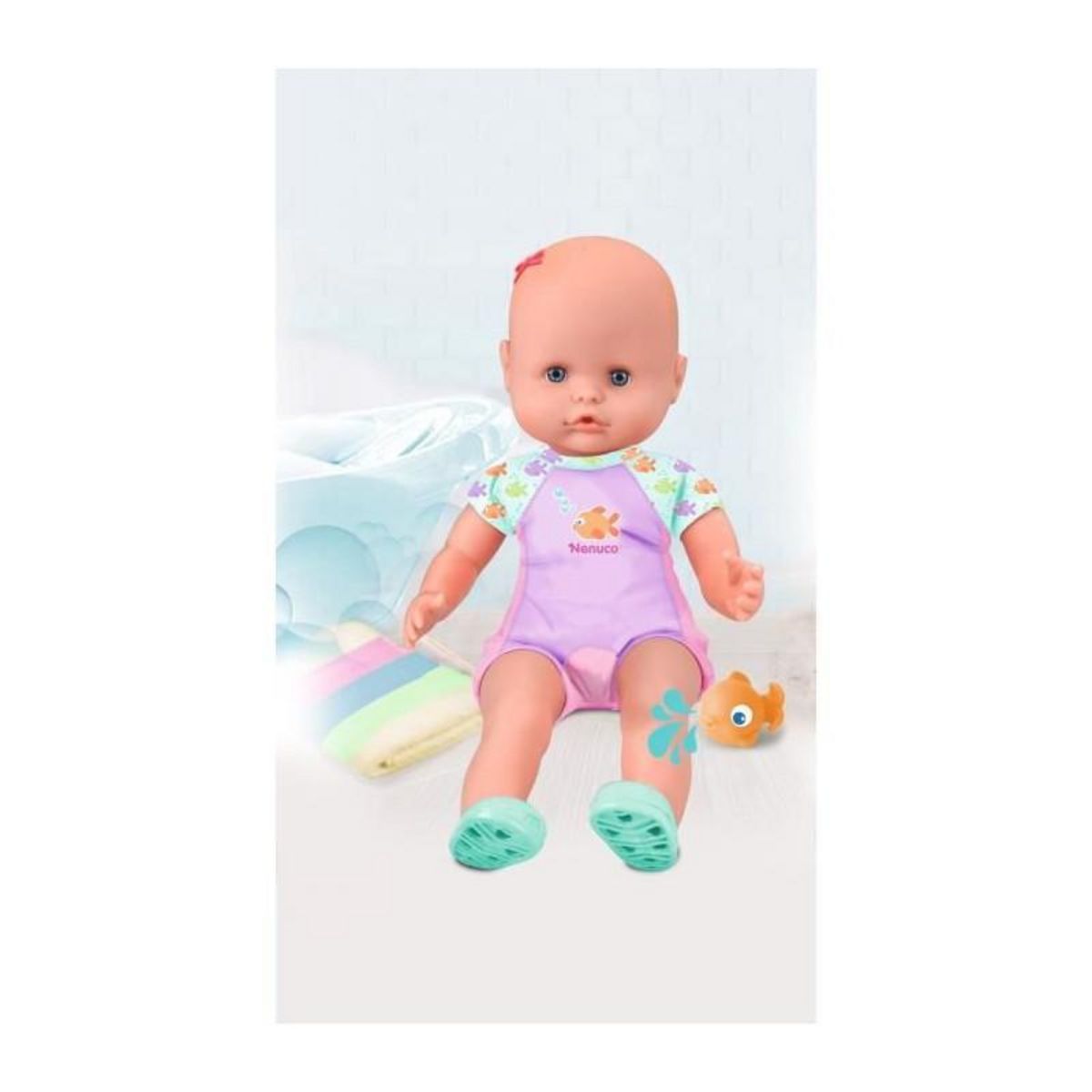 GPTOYS Poupon et son poisson - GPTOYS - NENUCO - Mon premier bain - NFN88 - 35 cm - Des 10 mois