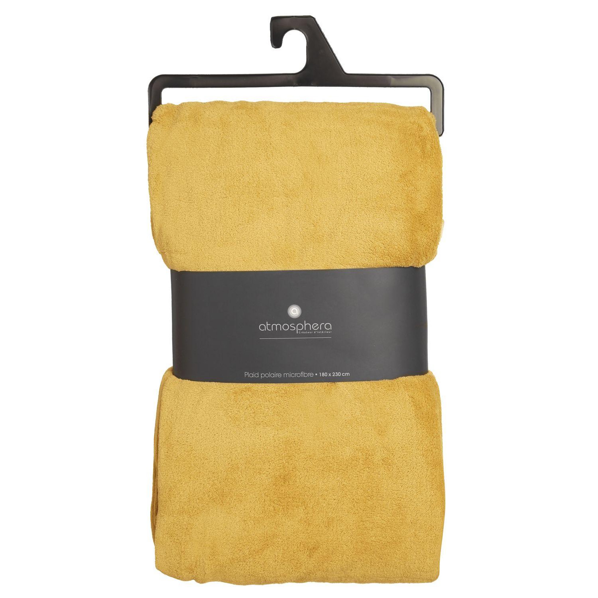 Voir la diapositive 3 : ATMOSPHERA Plaid en Microfibre uni - 230x180 cm - Jaune Ocre