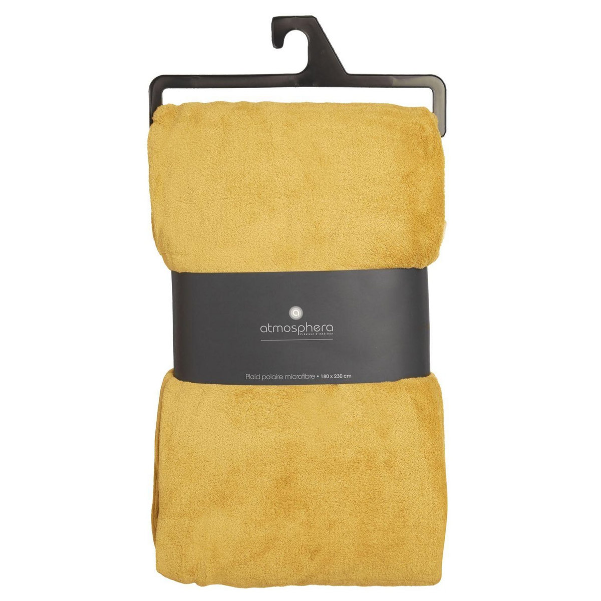 ATMOSPHERA Plaid en Microfibre uni - 230x180 cm - Jaune Ocre