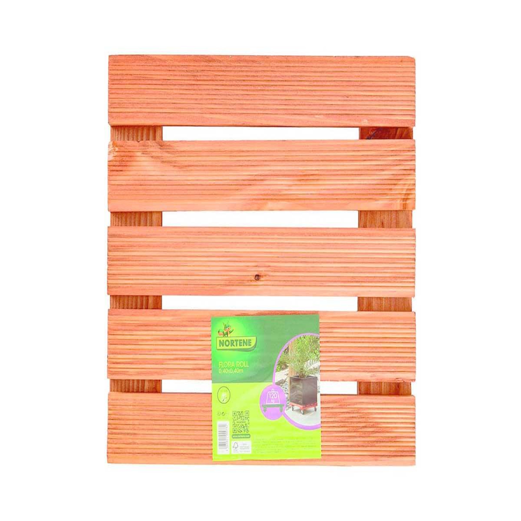 Voir la diapositive 3 : Nortene Support à roulettes bois FSC lasuré FLORA ROLL LASURE - Carré 40 x 40 cm