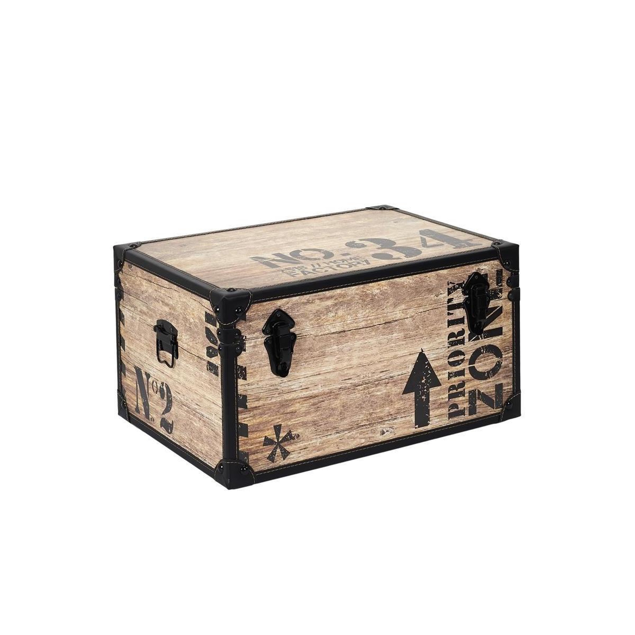 Voir la diapositive 4 : The Home Deco Factory Lot de 3 malles déco  indus  56cm marron & noir