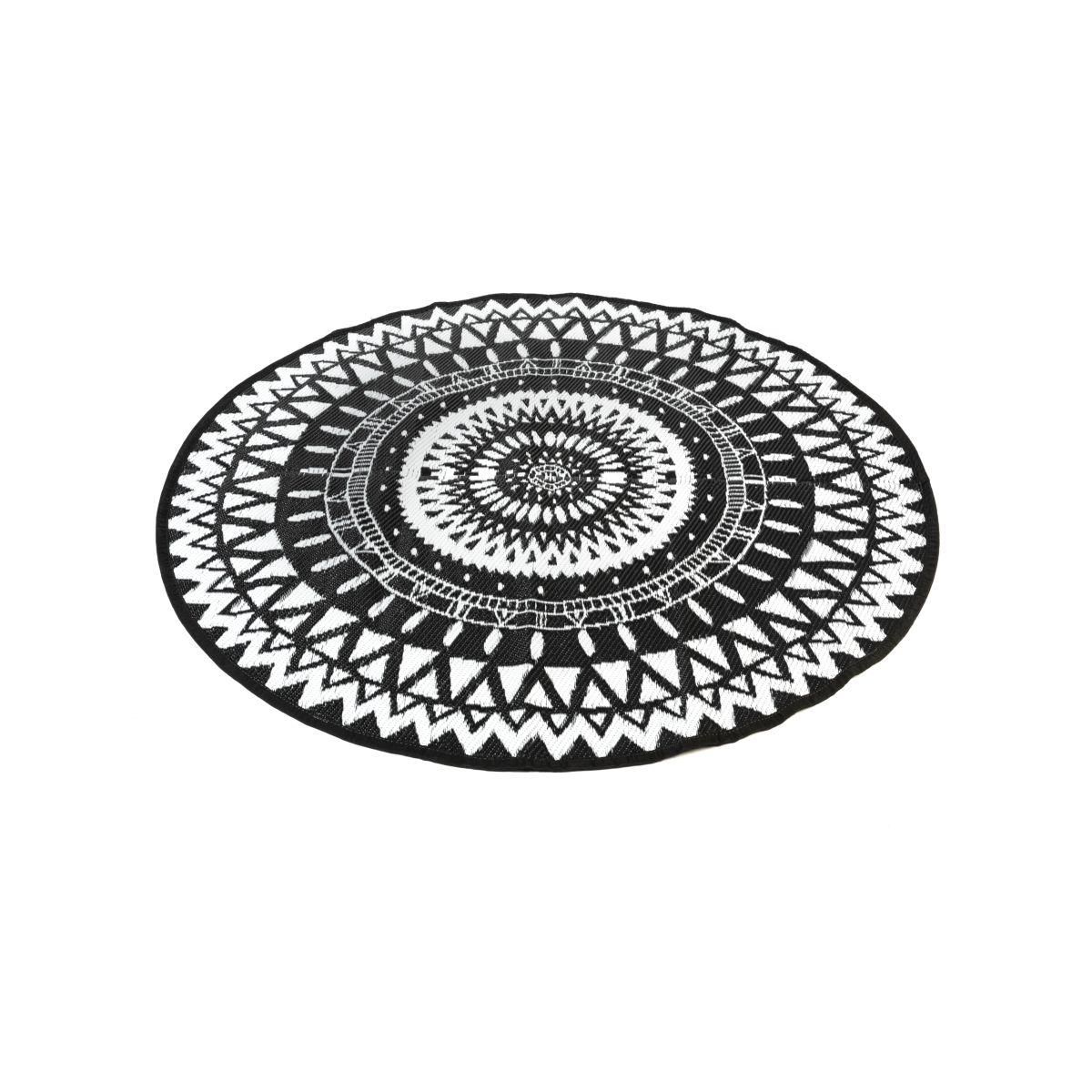 Inkazen Tapis extérieur rond - 150cm - Noir - MAORI