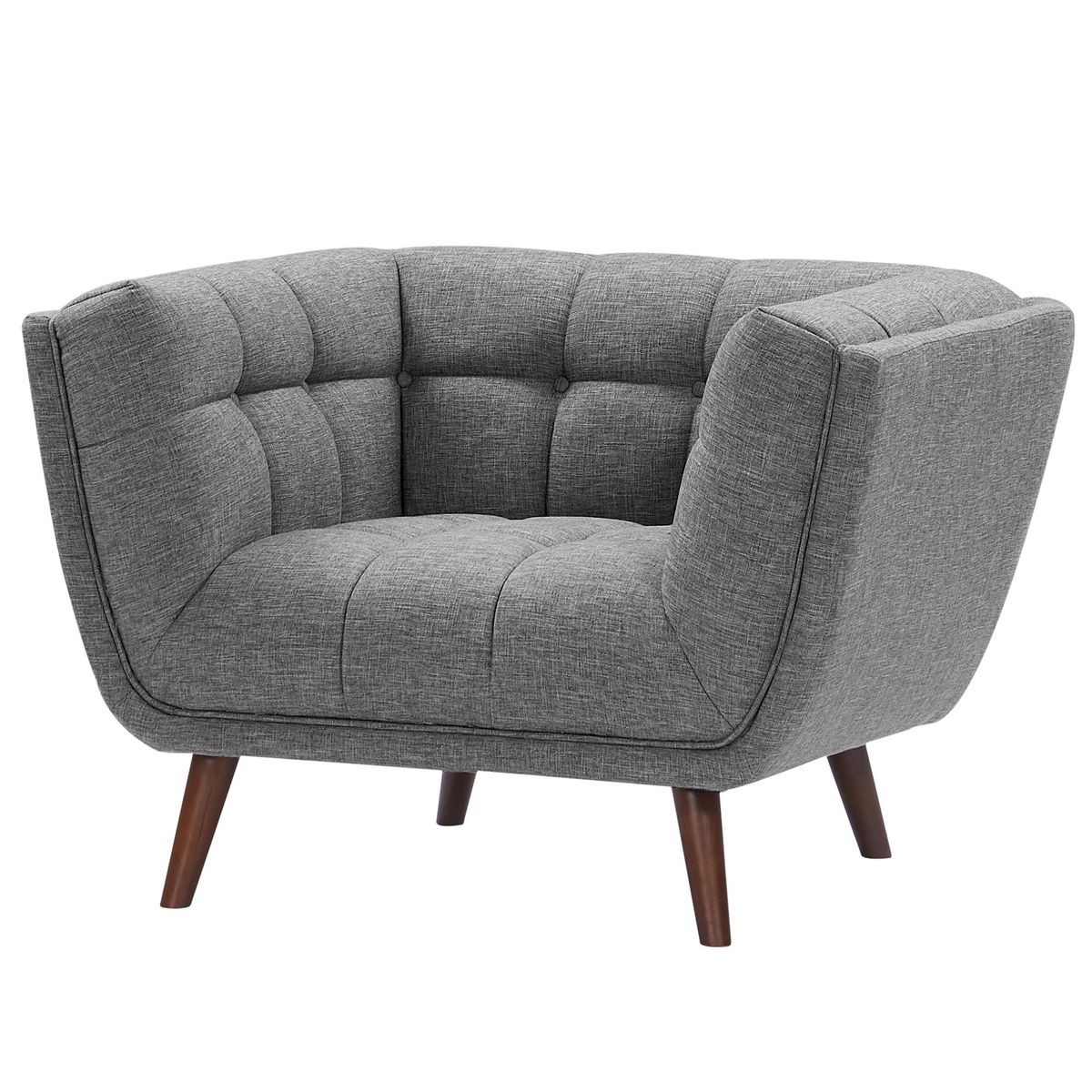 Rendez vous déco Fauteuil capitonné en tissu gris - Carmen