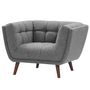 Voir la diapositive 6 : Rendez vous déco Fauteuil capitonné en tissu gris - Carmen