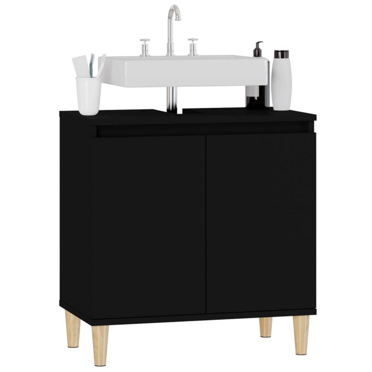 VIDAXL Meuble d'evier noir 58x33x60 cm bois d'ingenierie