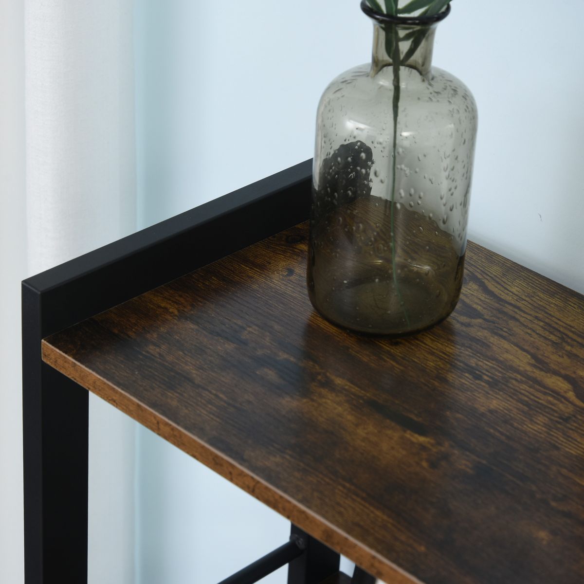 HOMCOM Bibliothèque, Étagère de Rangement à 4 Niveaux style industriel panneaux particules aspect vieux bois métal noir