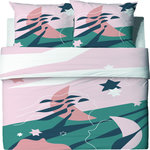 Les Ateliers du Linge Parure de housse de couette 100% coton 57fils heol. Coloris disponibles : Rose