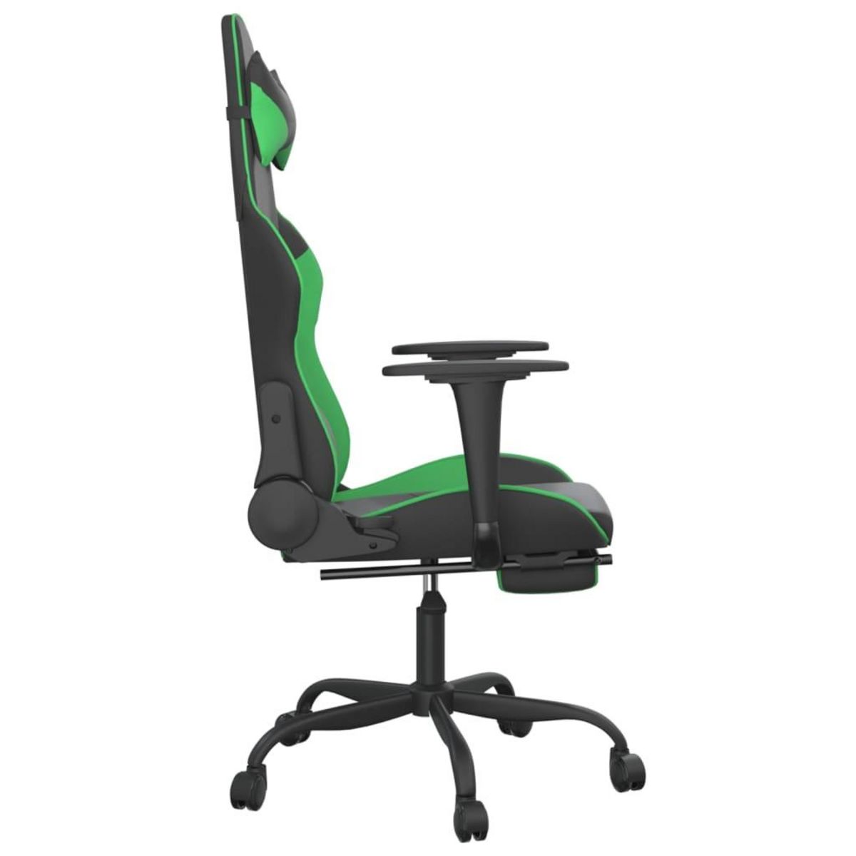 VIDAXL Chaise de jeu avec repose-pied Noir et vert Similicuir