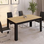 Voir la diapositive 4 : ID MARKET Table à manger rectangle ROZY 4-8 personnes noire plateau façon hêtre 160 - 200 cm