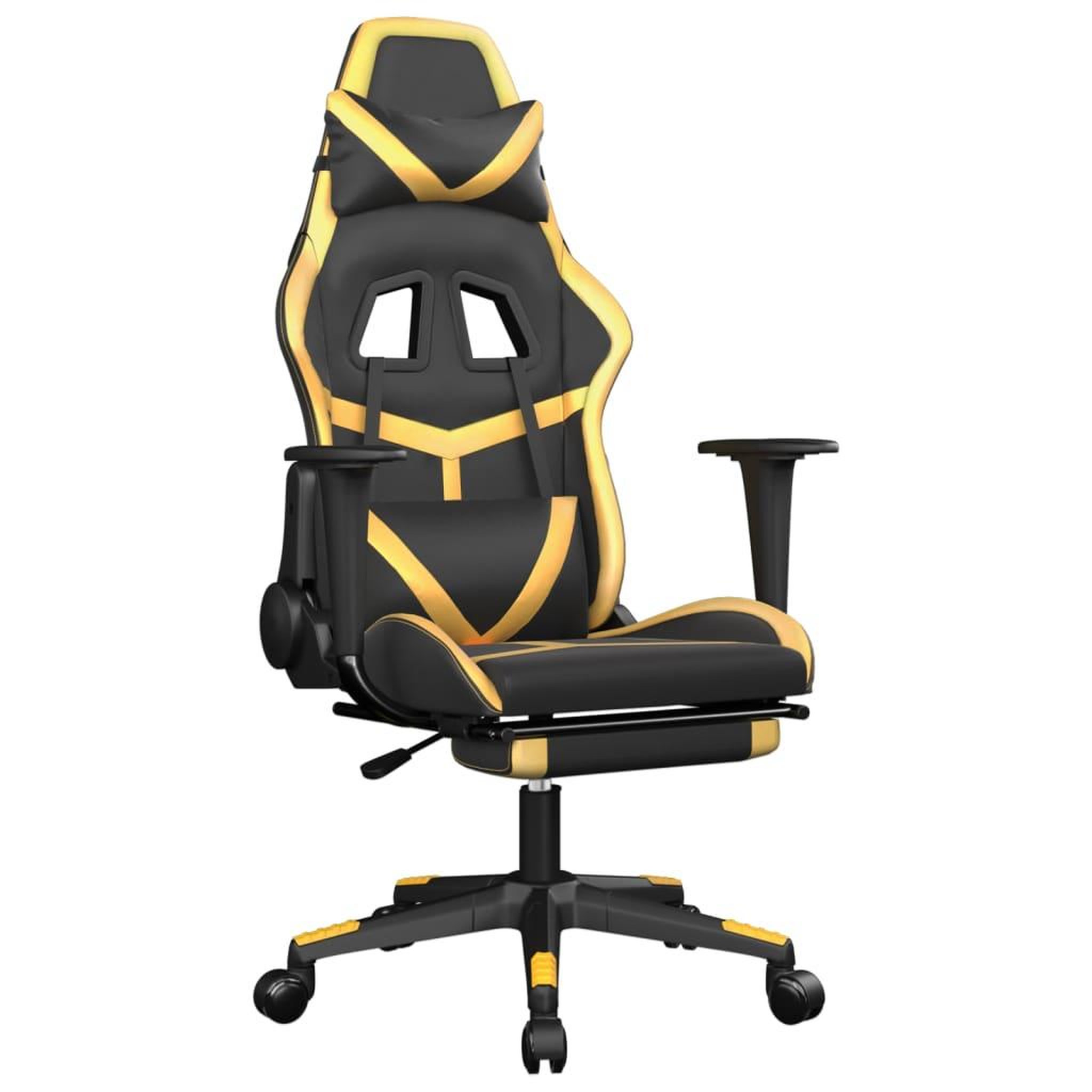 Voir la diapositive 2 : VIDAXL Chaise de jeu avec repose-pied Noir et dore Similicuir