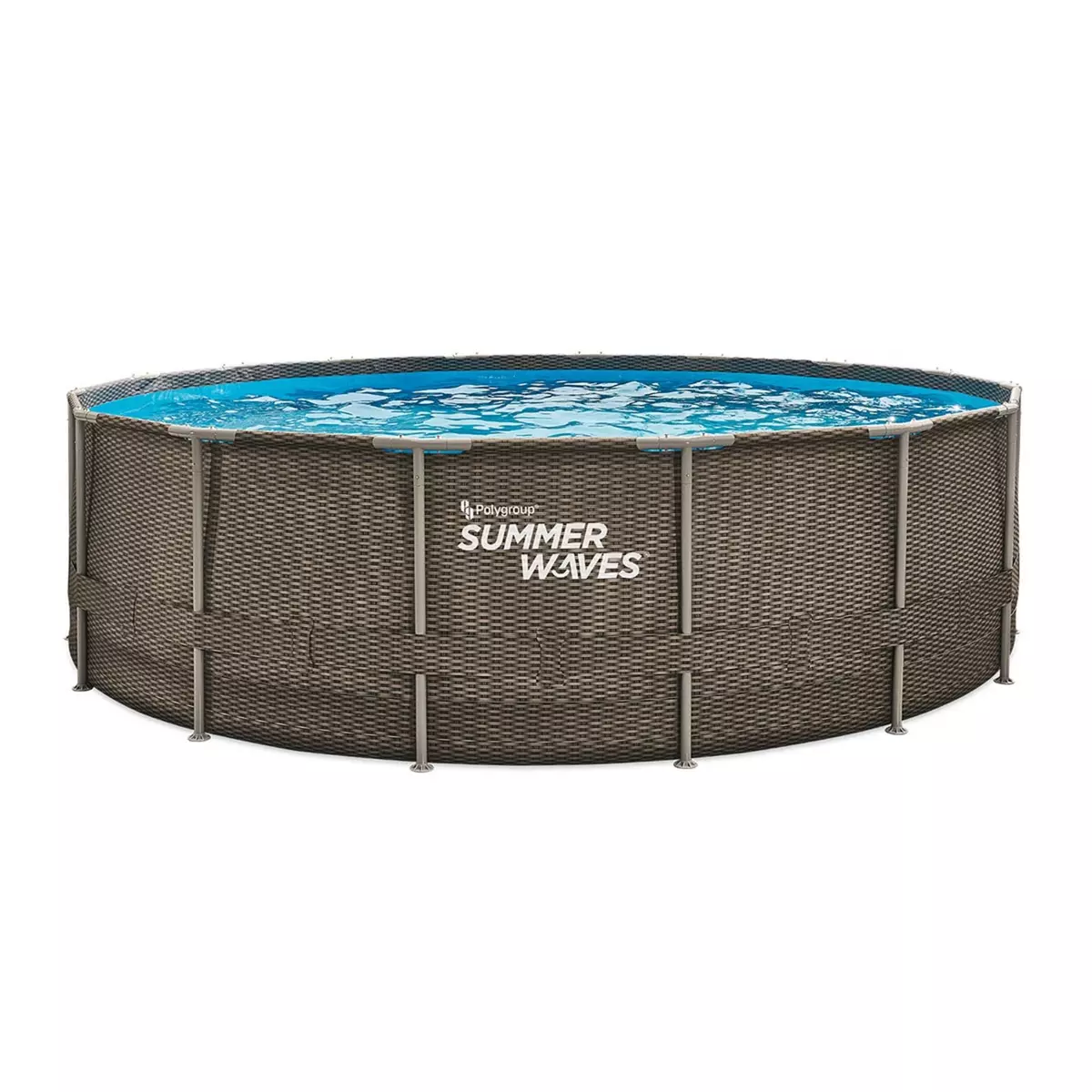 SUMMER WAVES Piscine tubulaire Active Frame Pool ronde effet rotin 4,88 x 1,22 m - Summer Waves