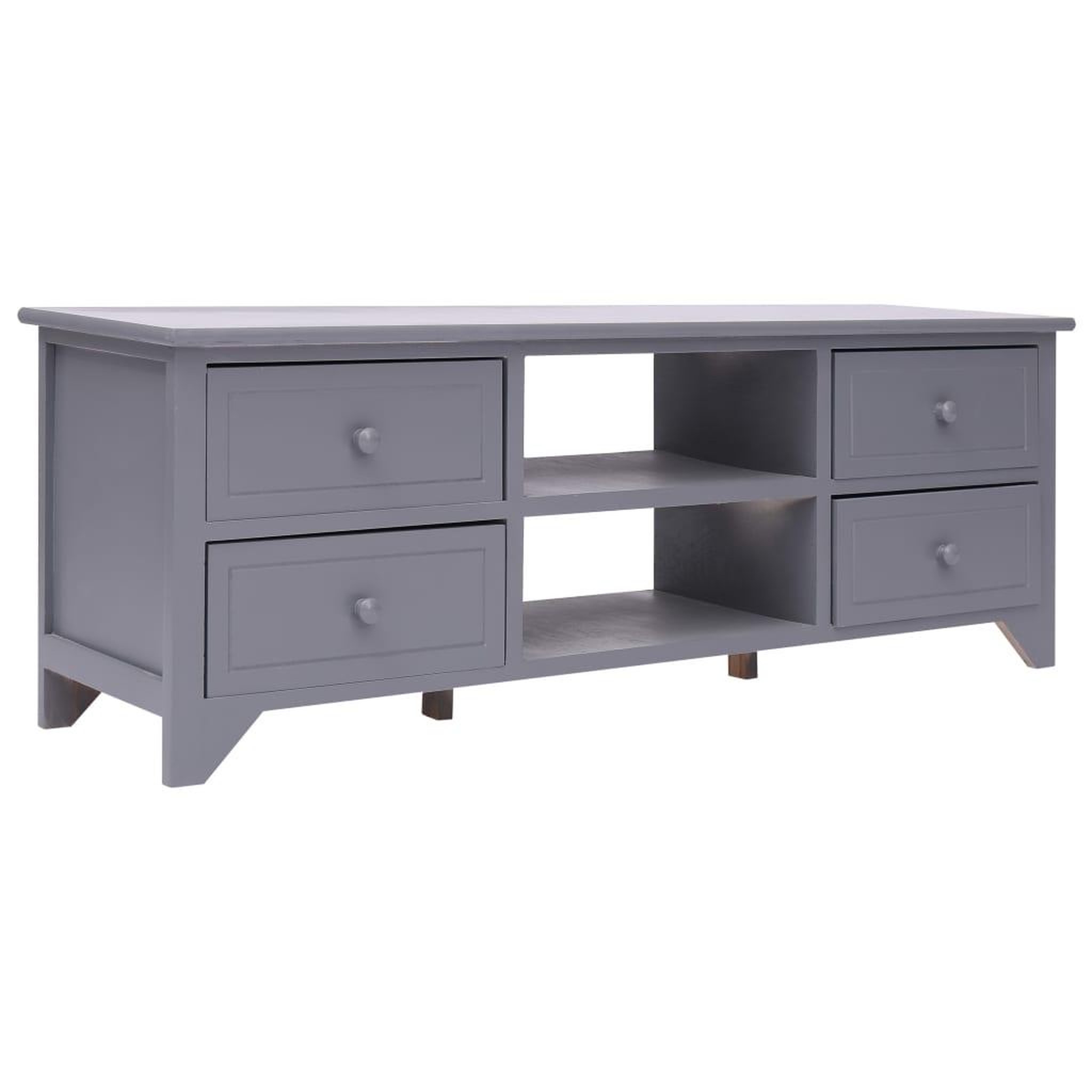 Voir la diapositive 1 : VIDAXL Meuble TV Gris 115x30x40 cm Bois de Paulownia