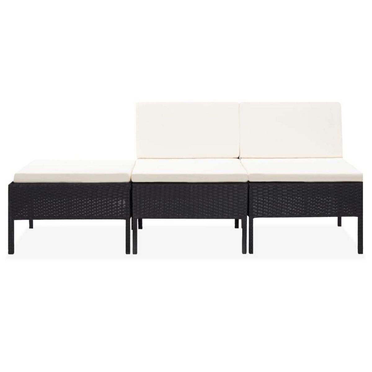 VIDAXL Salon de jardin 3 pcs avec coussins Resine tressee Noir