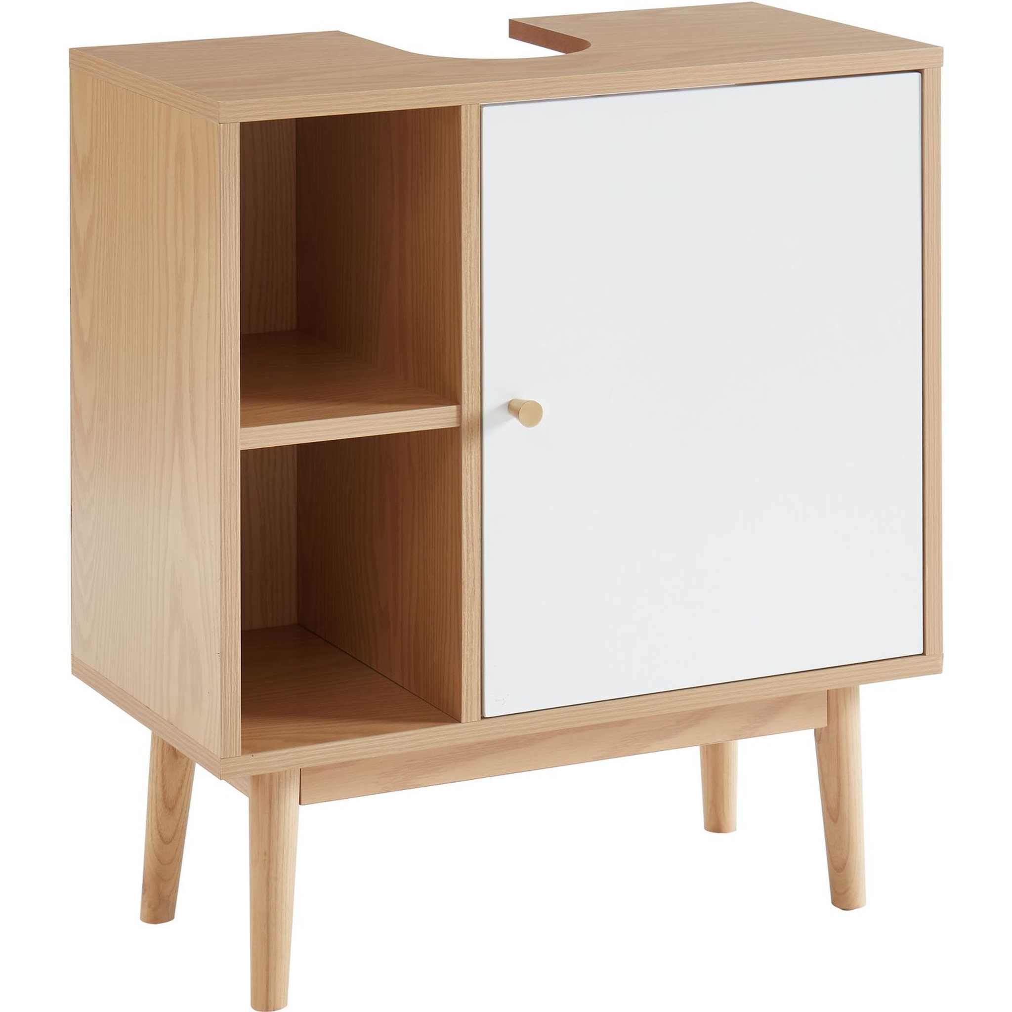 Voir la diapositive 1 : Meuble de salle de bain sous-vasque 2 niches et 1 porte L60cm QUARTEIRA