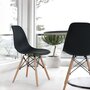  Lot de 4 chaises scandinave noires scandinaves-Assise en PP, pied en hêtre-Pour salle à manger jardin salon bureau chambre