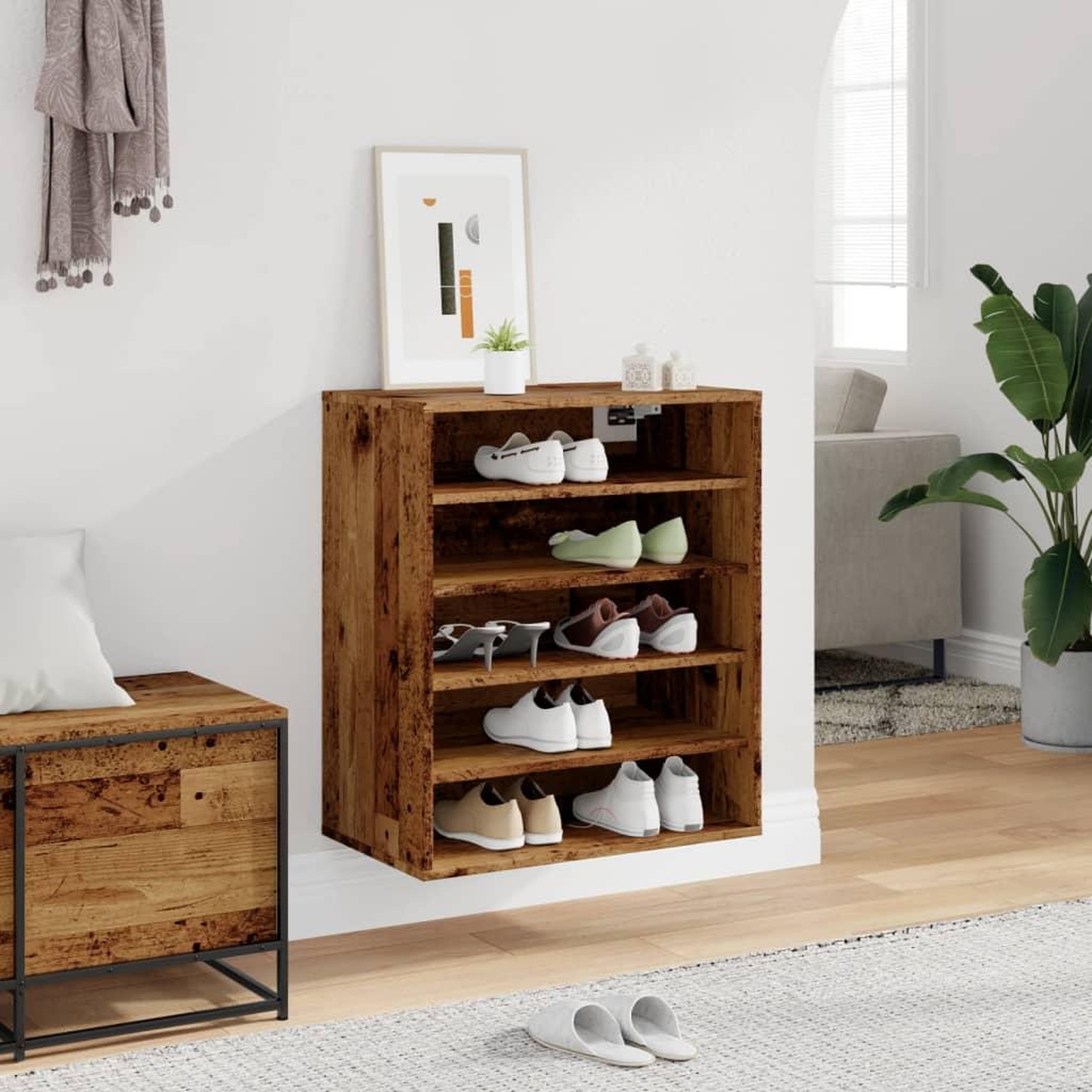 Voir la diapositive 4 : VIDAXL Armoire a chaussures vieux bois 60x35x70 cm bois d'ingenierie