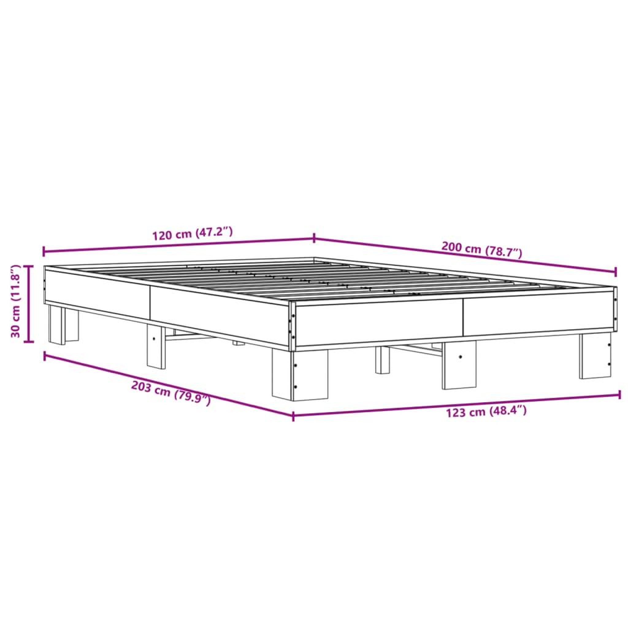Voir la diapositive 6 : VIDAXL Cadre de lit sans matelas chene marron 120x200 cm