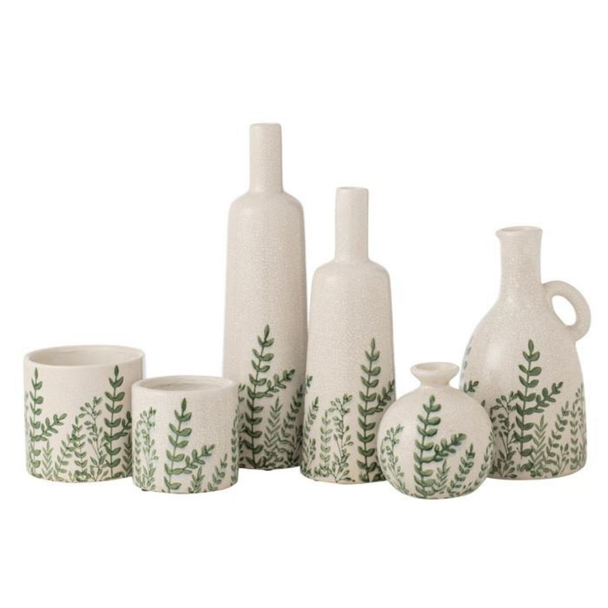 Paris Prix Vase Bouteille Déco  Ferny  28cm Vert & Blanc