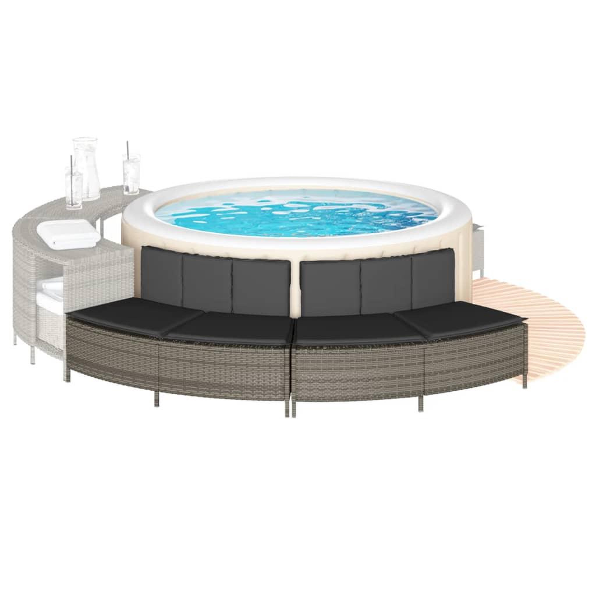VIDAXL Bancs de spa avec coussins 2 pcs gris resine tressee