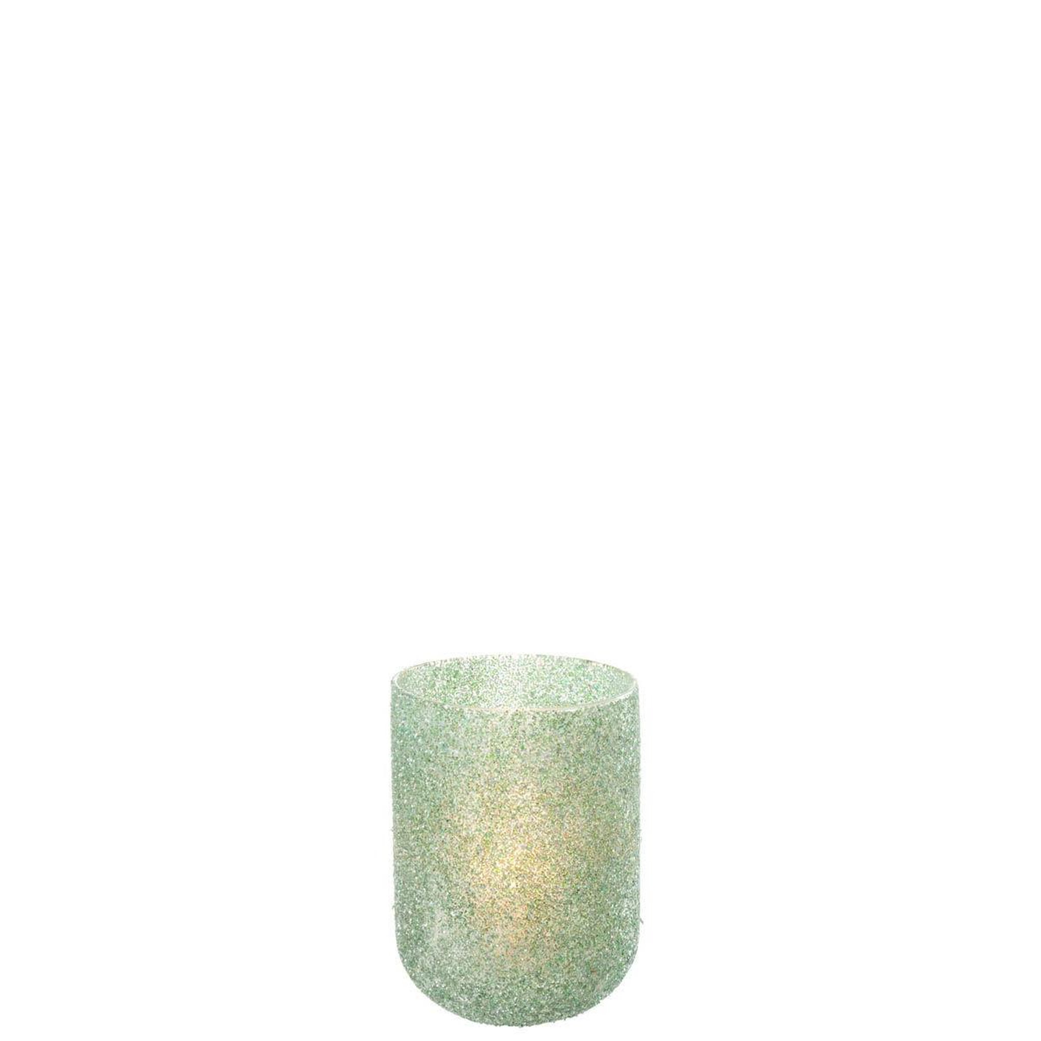 Voir la diapositive 2 : J-LINE Photophore déco en verre  fore  18cm vert