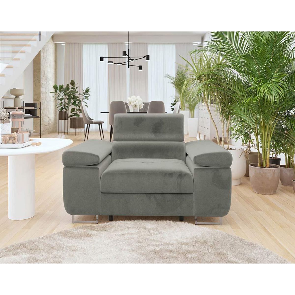 BEST MOBILIER Pablo - fauteuil avec têtière ajustable - en velours