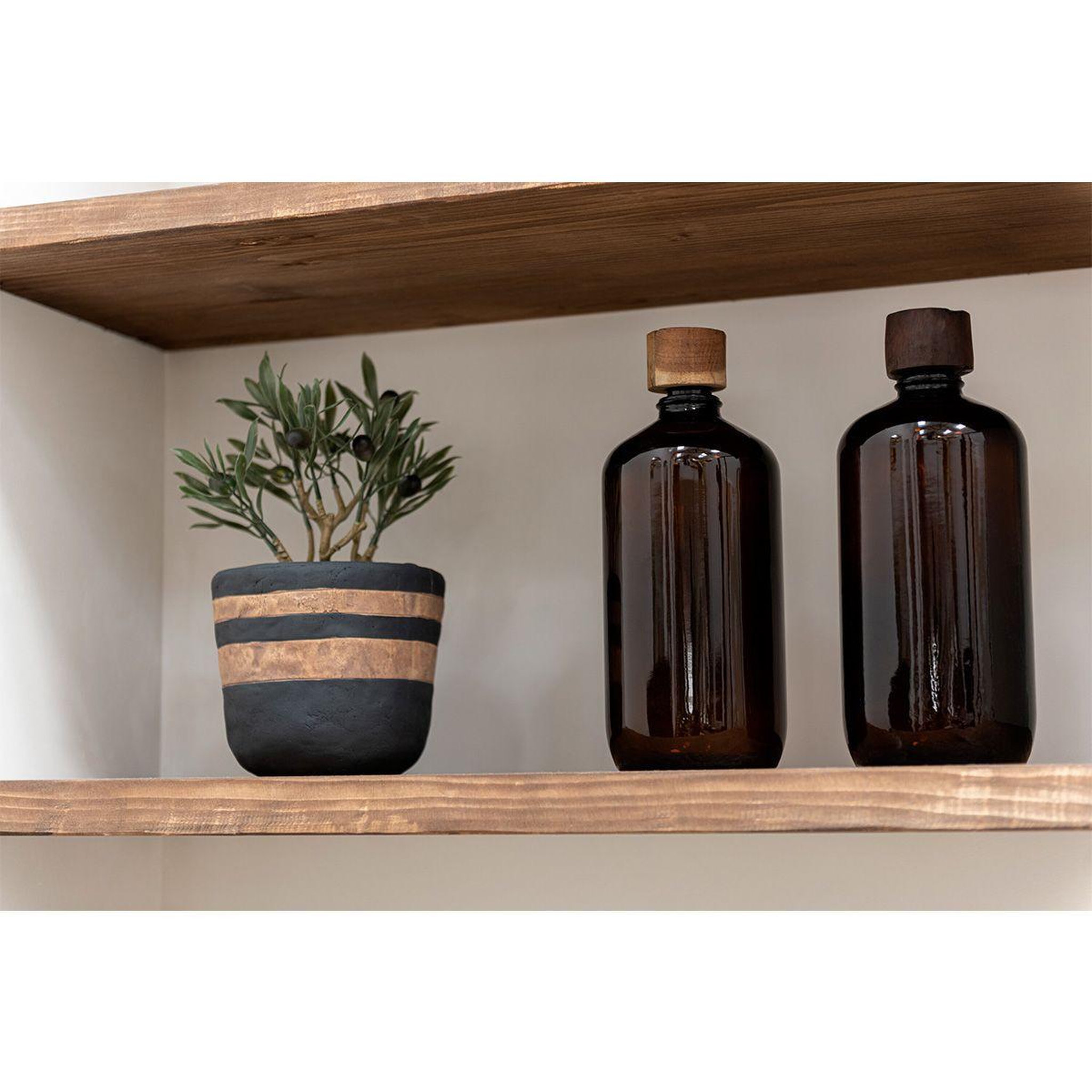 Voir la diapositive 3 : J-LINE Bouteille en Verre  Vintage  33cm Marron