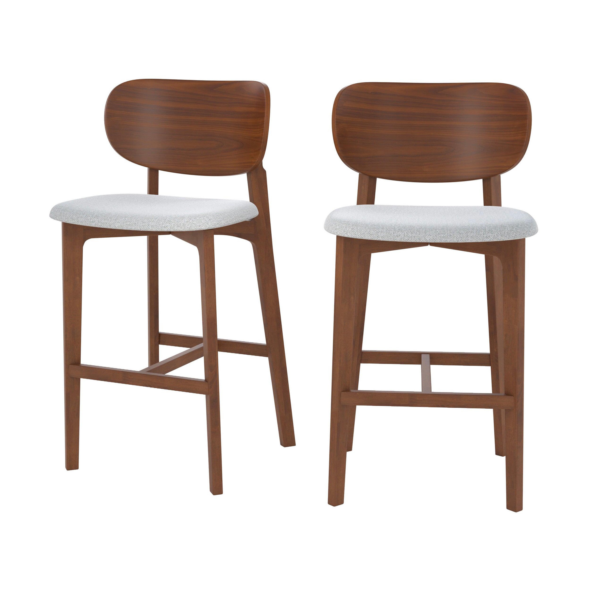 MAISON PAVANE Lot de 2 chaises pour îlot central 66 cm en bois et tissu gris clair-aria