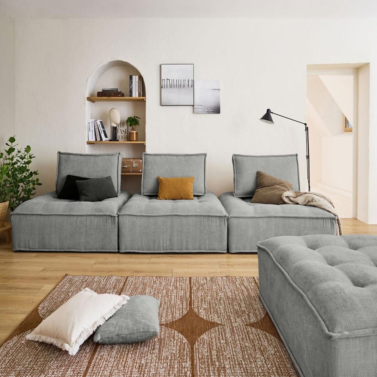 LISA DESIGN Marisol - pouf modulable - velours texturé