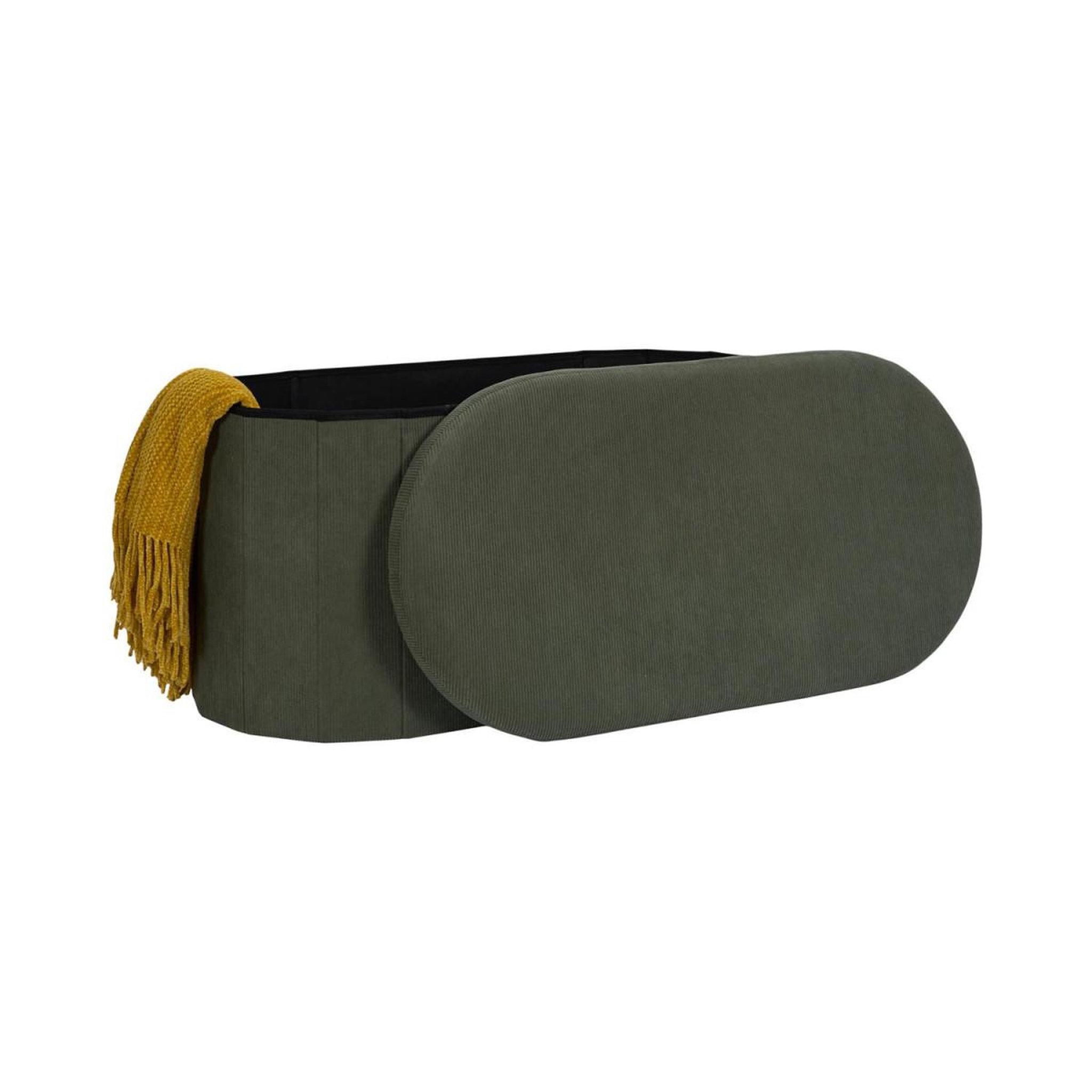 Voir la diapositive 4 : The Home Deco Factory Banc coffre pliable côtelé  jules  76cm vert